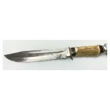 Hunting Knife with Stag Handle and Fixed Stainless Steel Blade Hunting Knife with Stag Handle and Fixed Stainless Steel Blade