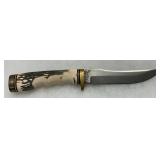 Schrade 153UH Fixed Blade Knife with Staglon Handle and Brass Guard Schrade 153UH Fixed Blade Knife with Staglon Handle and Brass Guard