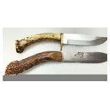 Stag Antler Handle Knives with Fixed Steel Blades Stag Antler Handle Knives with Fixed Steel Blades