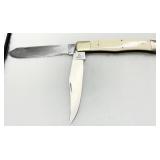 Solingen Steel Folding Pocket Knife with Two Blades and Cream-Colored Handles