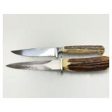 Two Stag Handle Fixed Blade Knives