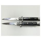 Italian-Style Switchblade Folding Knives with Black Handles