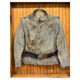 Confederate States Soldier Civil War Uniform Jacket with Belt and CS Buckle
