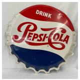 Pepsi-Cola Convex Bottle Cap Sign, 30 inch