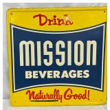 Emb. ‘Mission Beverages’ Sign, 18in