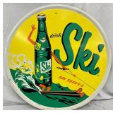 1959 Ski Soda Metal Sign w/ Skiing Graphic, 24 inch