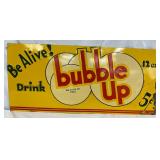 1921 Emb. ‘Bubble Up 5 Cent’ Tin Sign, 27 1/2 x 12 1/2 Inches