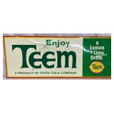 Emb. Teem Soda Sign, Self-Framed, 32 x 12 1/2 Inches