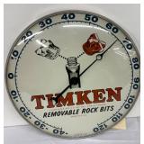 12in 1956 Timken Removable Rock Bits Pam Clock Co. Thermometer