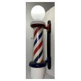 Lighted Barber Pole with Red, White, and Blue Rotating Cylinder