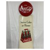 1947 Coca-Cola Pilaster Sign with Button Top, 54in x 16in