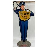 1957 Coca-Cola Double-Sided Metal School Zone Sign with Police Officer Motif