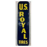 1932 Emb. U.S. Royal Tires Metal Self Framed Sign, 16in x 61in