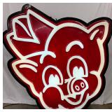 Emb. Lexan Piggly Wiggly Pig Can Sign with 9-Inch Can, 71 x 73 Inches