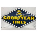 1952 Goodyear Tires DS Porc. Sign, 54×30.5 Inches