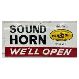 1969 Pennzoil Sound Horn Metal Sign, 32×15 