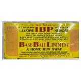 SS Porc. ‘IBP Laxative and Base Ball Liniment’ Sign, 26×12 Inches