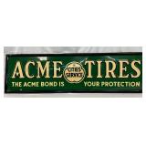 Emb. Acme Tires with Cities Service Logo Sign, 59in x 17in