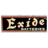 1951 Emb. ‘Exide Batteries’ Self Framed Metal Sign, 48×16 Inches