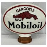 Early Milk Glass Mobil Gargoyle Globe, 17in x 15in