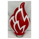 Milk Glass Globe with Red and White Flame Design, 12in x 20in