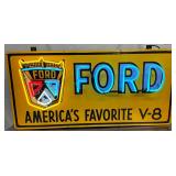 Ford V8 Neon Porcelain Sign With New Transformer, 46×22 