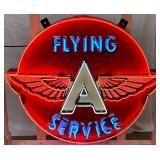 Flying A Neon Sign with Winged Logo, 52 x 45 Inches
