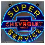 Chevrolet Super Service Neon Sign Measuring 59in by 42in