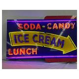 Soda-Candy-Ice Cream-Lunch Neon Sign with Flashing Arrow, 60x40in
