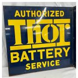 Porc. Thor Battery Service Authorized Flange Sign, 21×20