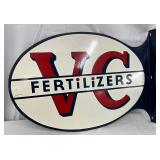 1955 Porc. DS VC Fertilizers Flange Sign, 20×14 Inches
