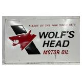 Emb.‘Wolf’s Head Motor Oil’ Metal Sign, 60in x 36in