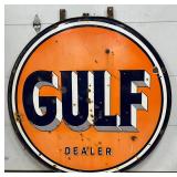5ft DS Porc. Gulf Dealer Sign with Metal Ring