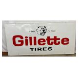 Emb. Gillette Tires Sign with Wood Back, 93in x 45in