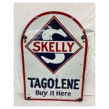 Skelly Gasoline DS Porc. Tombstone Sign, 28x40 