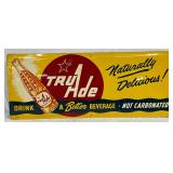 1952 Tru-Ade Emb. Metal Advertising Sign, 30in x 12in