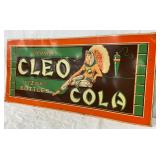 Emb.  Metal ‘Genuine Cleo Cola’ Sign, 27in x 12in