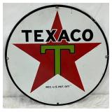 Texaco Porc. Pump Plate Sign, 15-Inch Diameter