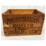 Wooden Pennsylvania Sugar Co. ‘Quaker Brand Granulated Sugar’ Crate, 23 x 13