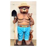 Smokey the Bear Large Fiberglass Trade Sign with Fire Danger Sign/Shovel, 80in x 45in