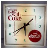 Emb.  Coca-Cola Light-Up Plastic Clock, 16 Inches, Hanover Manufacturing, 16 inches