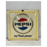Early Pepsi-Cola Metal Thermometer with Cardboard Back, 9in x 9in