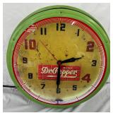 Dr Pepper White Neon Light-Up Clock, 21-Inch