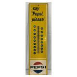 Pepsi-Cola Metal Thermometer, 28 x 8 Inches
