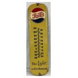 Emb. Pepsi-Cola Thermometer w/ Cap Graphic, 7 x 27 Inches