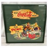 ‘Buy Coca-Cola Now for Picnic Fun’ Frame Cardboard  Sign, 20″ x 13″