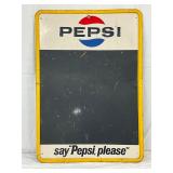 Emb. Pepsi-Cola Menu Sign, 19in x 27in