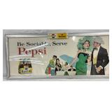 Pepsi-Cola Framed Cardboard Sign, 29in x 13in