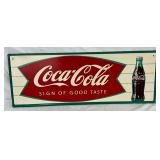 Coca-Cola Fishtail Tin Sign, 32in x 12in