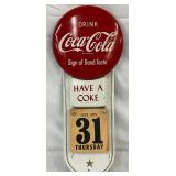 1975 Coca-Cola Metal Advertising Wall Calendar, 7×20 